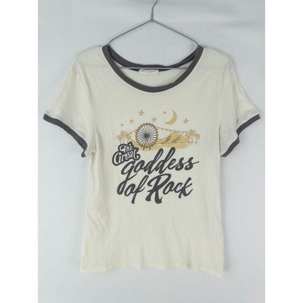Spell & The Gypsy Collective Great Goddess of Rock Ringer Tee Womens S Cream Boh
